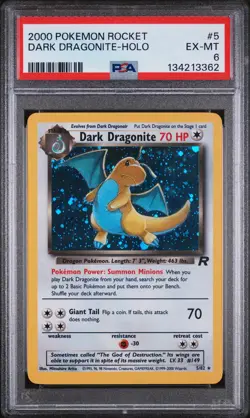 2000 POKEMON ROCKET #5 DARK DRAGONITE-HOLO PSA 6 - Image 1