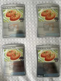Pokemon TCG STAFF Stamped Buddy-Buddy Poffin NAIC Exclusive 144/162 (SET OF 4!!) - Image 1