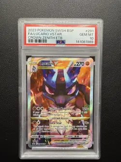 2023 POKEMON SWSH BLACK STAR PROMO #291 FULL ART/LUCARIO VSTAR PSA 10 - Image 1