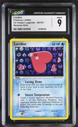 CGC 9 MINT Luvdisc 2004 EX Hidden Legends 40/101 Reverse Holo Pokemon Card - Image 1
