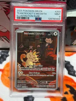 2025 Pokemon 203/182 Team Rocket's Meowth - Graded Card (PSA 9) - Image 3