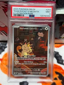 2025 Pokemon 203/182 Team Rocket's Meowth - Graded Card (PSA 9) - Image 4