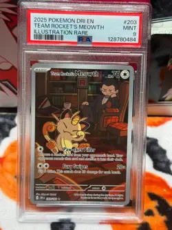 2025 Pokemon 203/182 Team Rocket's Meowth - Graded Card (PSA 9) - Image 5