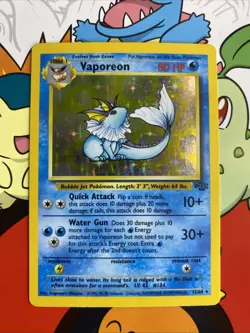 Pokemon TCG Vaporeon Holo Rare Card 12/64 Jungle Set, Vintage 1999 LP - Image 1