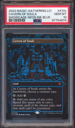 2023 MTG IXALAN CAVERN OF SOULS SHOWCASE NEON INK BLUE BORDERLESS #410E PSA 10! - Image 1