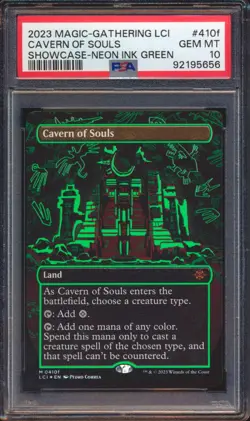 2023 MTG IXALAN CAVERN OF SOULS SHOWCASE NEON INK GREEN BORDERLESS #410E PSA 10! - Image 1