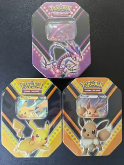 POKEMON SWSH V POWERS TINS SET - PIKACHU V, EEVEE V, & ETERNATUS V - Image 1