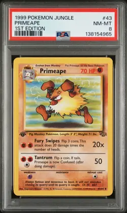 1999 Pokemon Jungle 1st Edition Primeape 43 FRESHLY GRADED PSA 8 NEAR MINT-MINT - Image 1