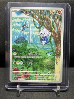 Meditite 153/142 IR Illustration Rare Holo Pokemon 2024 Stellar Crown NM - Image 1