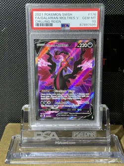 2021 Pokemon SWSH Chilling Reign FA/ Galarian Moltres V #176 PSA 10 GEM MT - Image 1