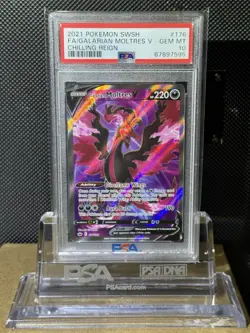 2021 Pokemon SWSH Chilling Reign FA/ Galarian Moltres V #176 PSA 10 GEM MT - Image 4