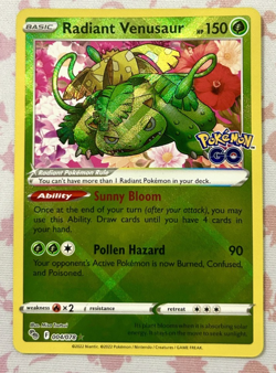 Pokemon TCG Radiant Venusaur Holo Card Pokemon Go 004/078 - Image 1
