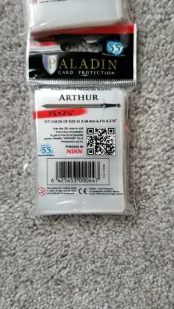 Paladin Arthur Card Sleeves! 55 Count! 45mm x 68mm! Premium Card Protectors! - Image 2