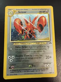 Pokemon TCG Scizor Neo Discovery 10/75 Holo Unlimited Rare LP- - Image 1