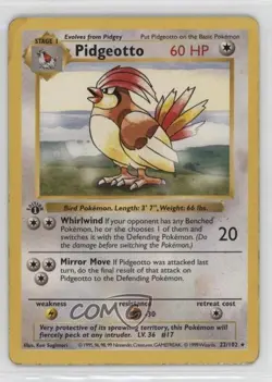 Pidgeotto Shadowless 1st Ed. Pokemon Base Set #22 1999 - Image 1