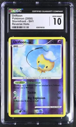 CGC 10 GEM MINT Drifloon 2008 Stormfront SH1 Reverse Holo Pokemon Card - Image 1