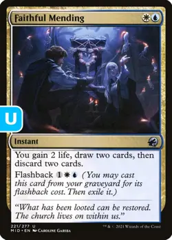 MTG Faithful Mending Midnight Hunt Uncommon Instant NM - Image 1