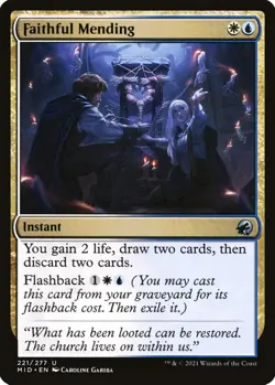 MTG Faithful Mending Midnight Hunt Uncommon Instant NM - Image 2