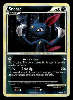 Sneasel 68/90 Reverse Holo HGSS Undaunted Pokemon Card - Image 1