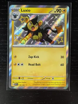 Pokemon Paldean Fates Luxio 136/091 Baby Shiny Rare Card NM TCG - Image 1