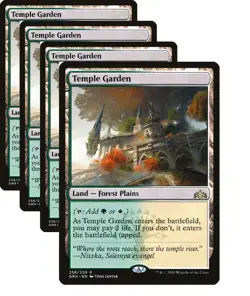 Magic MTG Guilds of Ravnica PLAYSET 4x Temple Garden x4 NEAR MINT NM - Image 1