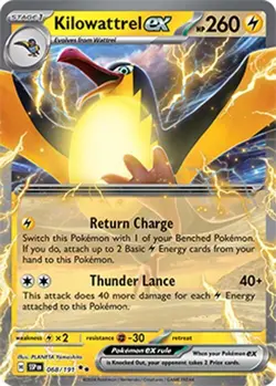 Kilowattrel ex Pokemon Trading Card Near Mint English Holo 068/191 - Image 1