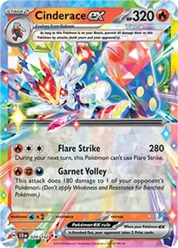 Cinderace ex Pokemon Trading Card Near Mint English Holo 028/142 - Image 1