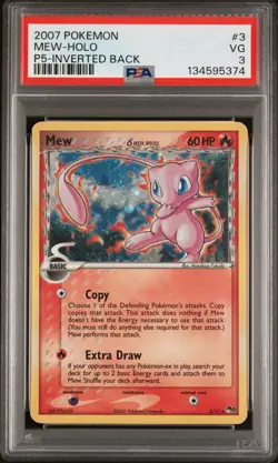 2007 POKEMON POP SER 5 INVERTED BACK #3 MEW-HOLO PSA 3 - Image 1