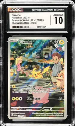 CGC 10 GEM MINT Pikachu 173/165 Illustration Rare 151 Holo English 2023 Pokemon - Image 1