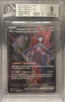 Pokemon TCG Team Rockets Mewtwo EX Special Illustration Destined Rivals BGS 9 - Image 1