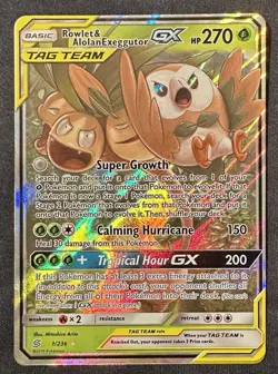 Pokemon Rowlet & Alolan Exeggutor GX 1/236 Sm-Unified Minds Holo - Image 1