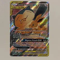Pokemon Eevee & Snorlax GX TAG TEAM Promo Full Art Holo SM169 NEAR MINT - Image 1