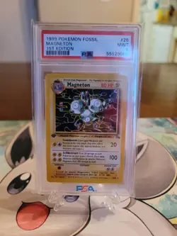 Pokemon 1999 Fossil 1st Edition 26/62 Non-Holo Rare Magneton PSA 9 Mint - Image 1