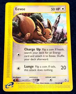 Pokemon Card Eevee Lot of 5 - Eevee 75/147 – Aquapolis Non-Holo E Reader - Image 3