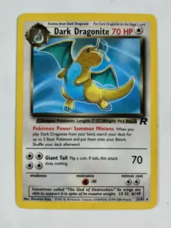 Dark Dragonite 2000 Pokemon Team Rocket Unlimited Rare #22/82 * Heavy Play - Image 1