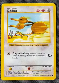 DODUO 48/102 COMMON BASE SET SHADOWLESS POKEMON MP - Image 1