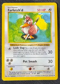 FARFETCH'D 27/102 UNCOMMON BASE SET SHADOWLESS POKEMON HP/MP - Image 1