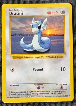 DRATINI 26/102 UNCOMMON BASE SET SHADOWLESS POKEMON HP - Image 1