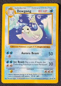 DEWGONG 25/102 UNCOMMON BASE SET SHADOWLESS POKEMON HP/MP - Image 1