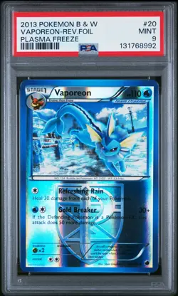 2013 POKEMON PLASMA FREEZE VAPOREON #20 REVERSE PSA 9 MINT #131768992 - Image 1