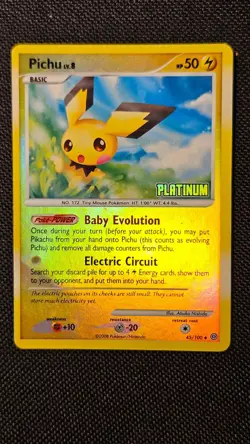Pokemon - Pichu 45/100 Platinum Reverse Holo Burger King Promo Stamped - HP - Image 2