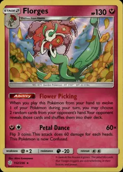 Florges Holo Rare SM Cosmic Eclipse 152/236 Fairy Holo Pokemon Card - Image 1