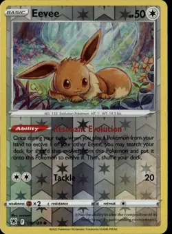 Eevee Common SWSH10: Astral Radiance 119/189 Colorless Reverse Holo Pokemon Card - Image 1