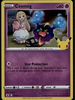 Cosmog Holo Rare Celebrations 013/025 Psychic Holo Pokemon Card - Image 1