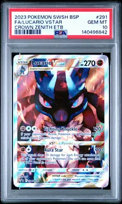 2023 POKEMON SWSH BLACK STAR PROMO #291 FULL ART/LUCARIO VSTAR PSA 10 - Image 1