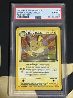 2000 Pokemon Team Rocket First Edition Dark Raichu Holo #83/82 PSA 6 - Image 1