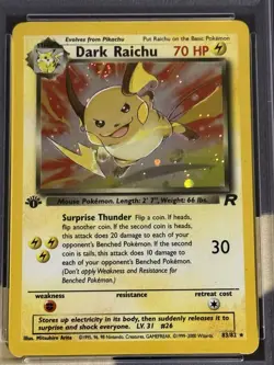 2000 Pokemon Team Rocket First Edition Dark Raichu Holo #83/82 PSA 6 - Image 2