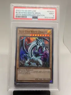 2023 Yu-Gi-Oh! Blue-Eyes White Dragon LOB-EN001 25th Anniversary PSA 9 MINT - Image 4
