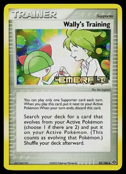 Pokemon Card - Wally's Training Emerald 85/106 Uncommon Reverse Holo Stamped - Image 1