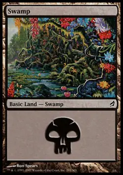 1x Swamp (291) - Foil Moderate Play, English Lorwyn MTG Magic - Image 1